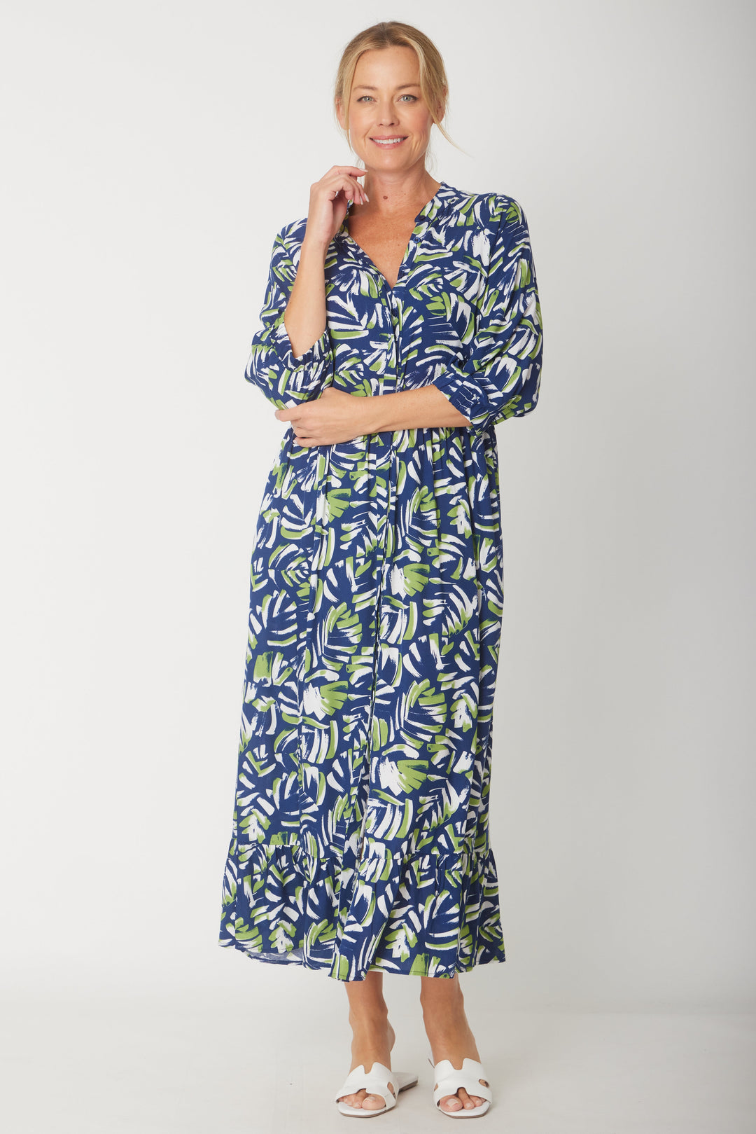 Florence Patch Dress - Navy/Green - 31329