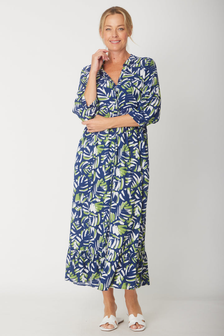 Florence Patch Dress - Navy/Green - 31329