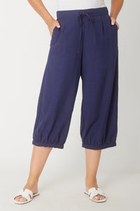 Anya Pleat Pocket Pant - Navy - 31336