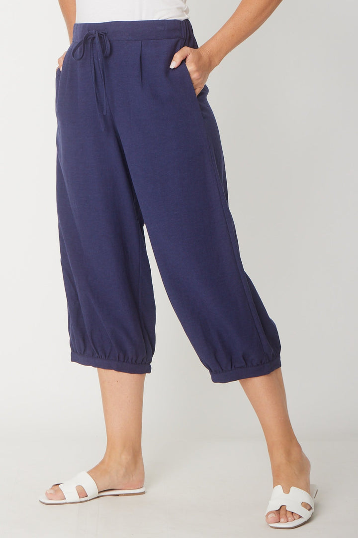 Anya Pleat Pocket Pant - Navy - 31336