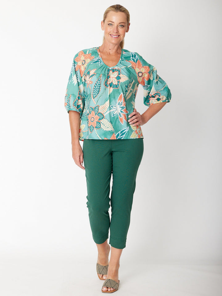 Larisa Vee Print Top- Mint- 31339
