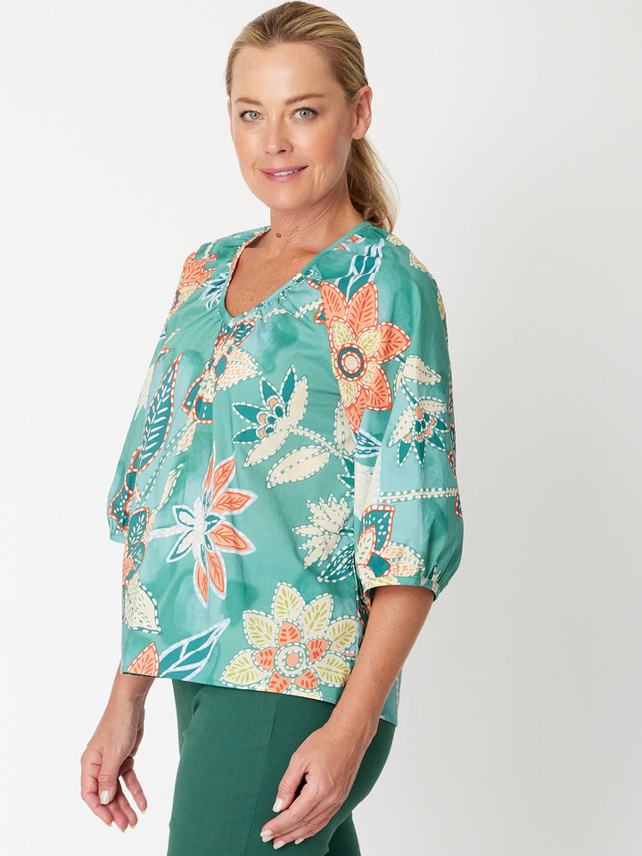 Larisa Vee Print Top- Mint- 31339