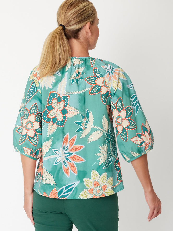 Larisa Vee Print Top- Mint- 31339
