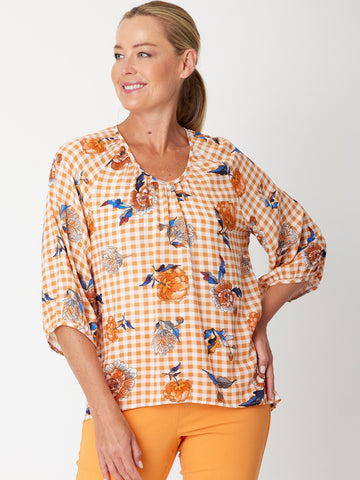 Gemma Hi-Low Hem Top - Check - 31342 - 
