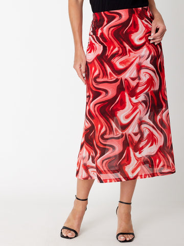 Mavi Pleat Mesh Skirt - Black/Red - 31352 - Spring/Summer