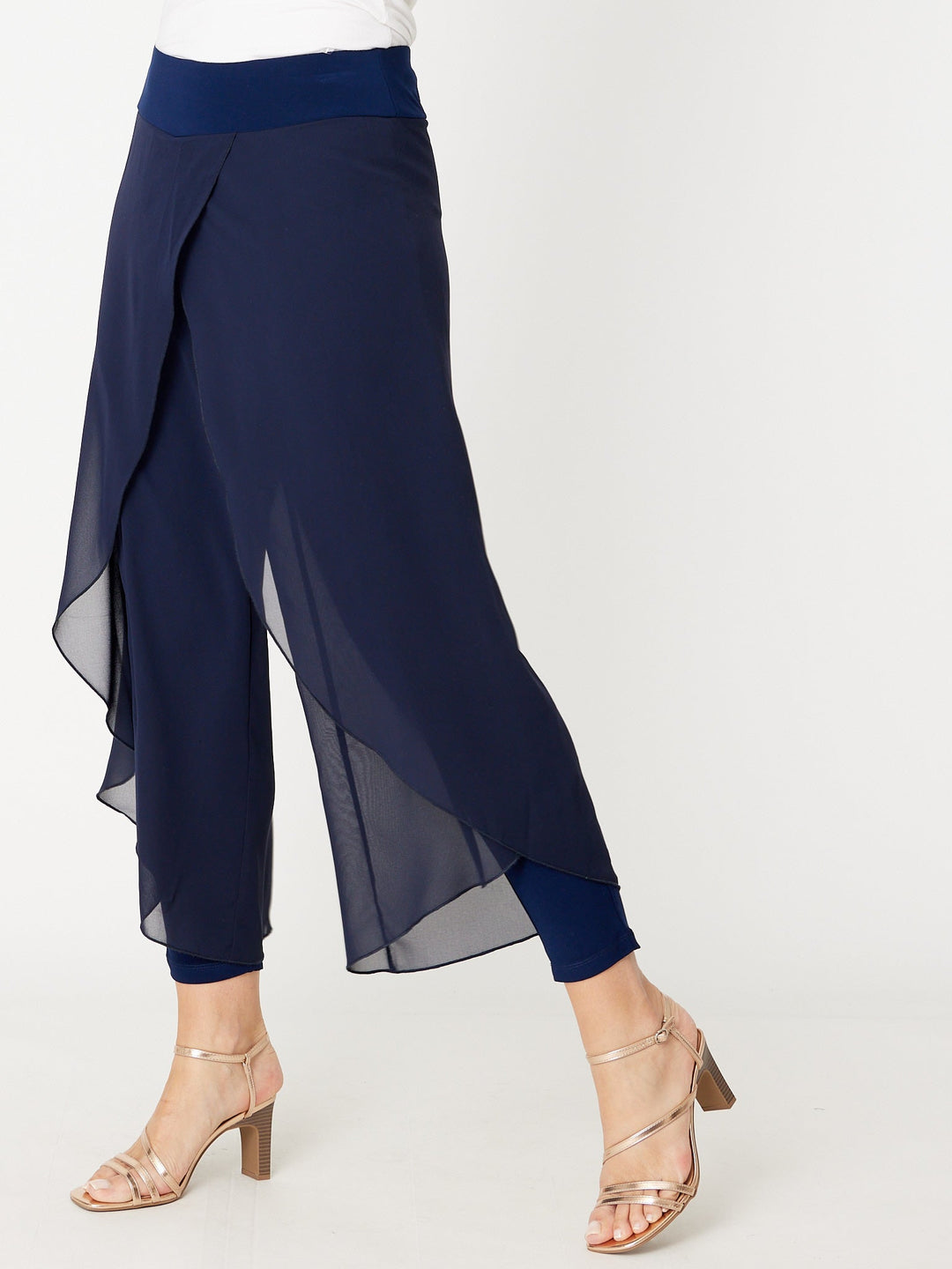 Gilliana Chiffon Overlay Pant - Navy - 31360