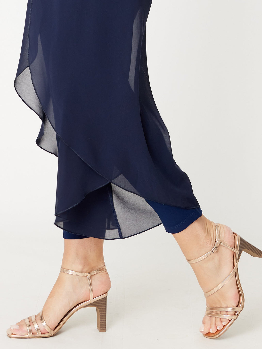 Gilliana Chiffon Overlay Pant - Navy - 31360
