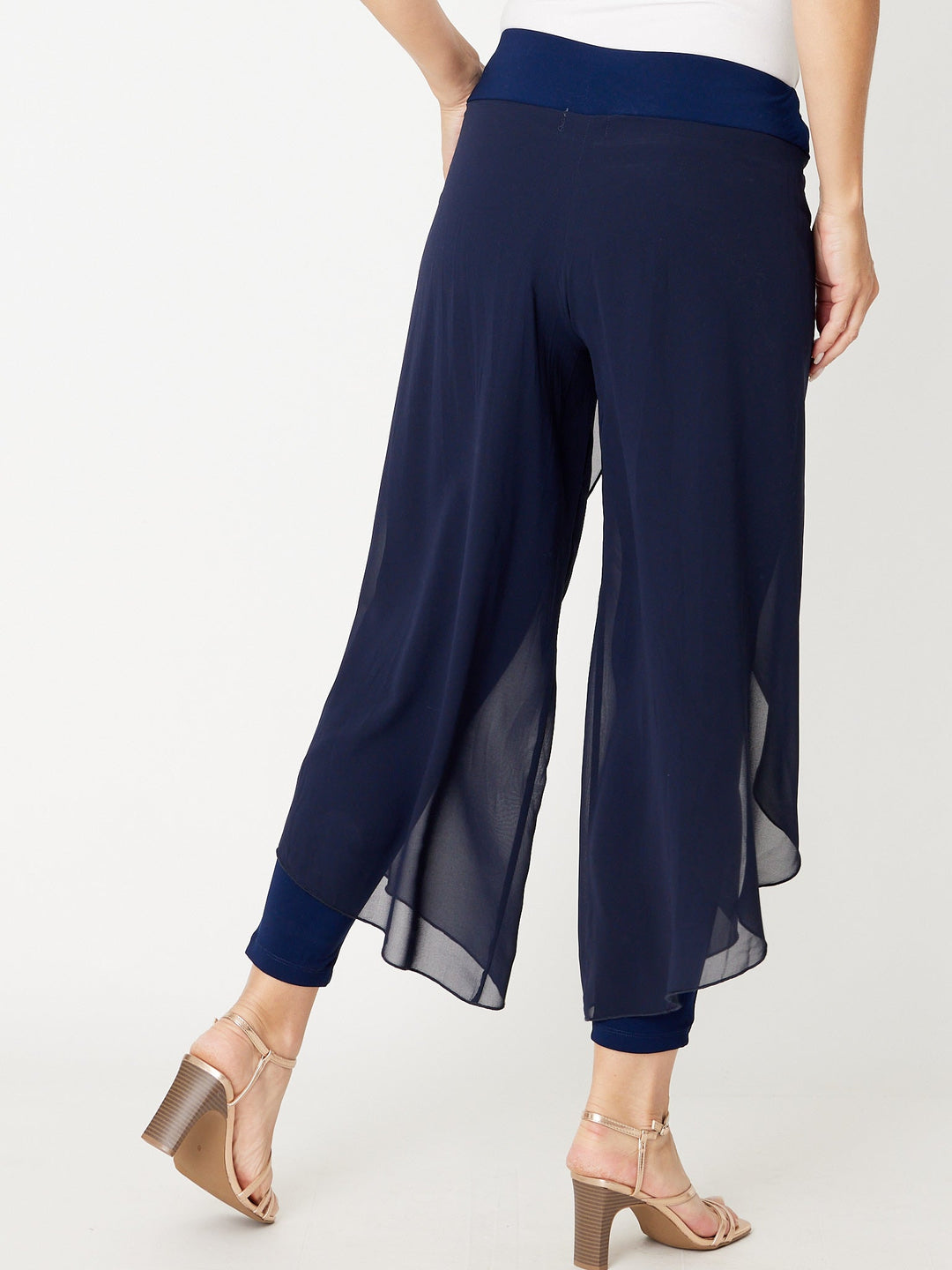 Gilliana Chiffon Overlay Pant - Navy - 31360