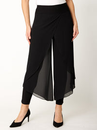 Gilliana Chiffon Overlay Pant - Black - 31360