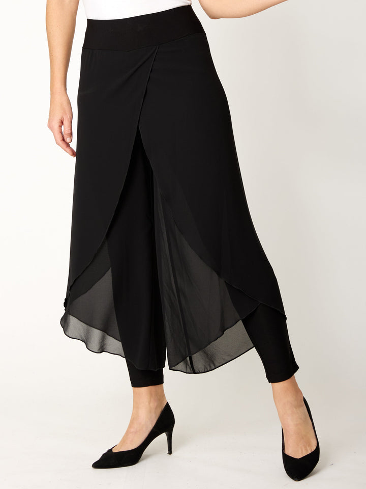 Gilliana Chiffon Overlay Pant - Black - 31360