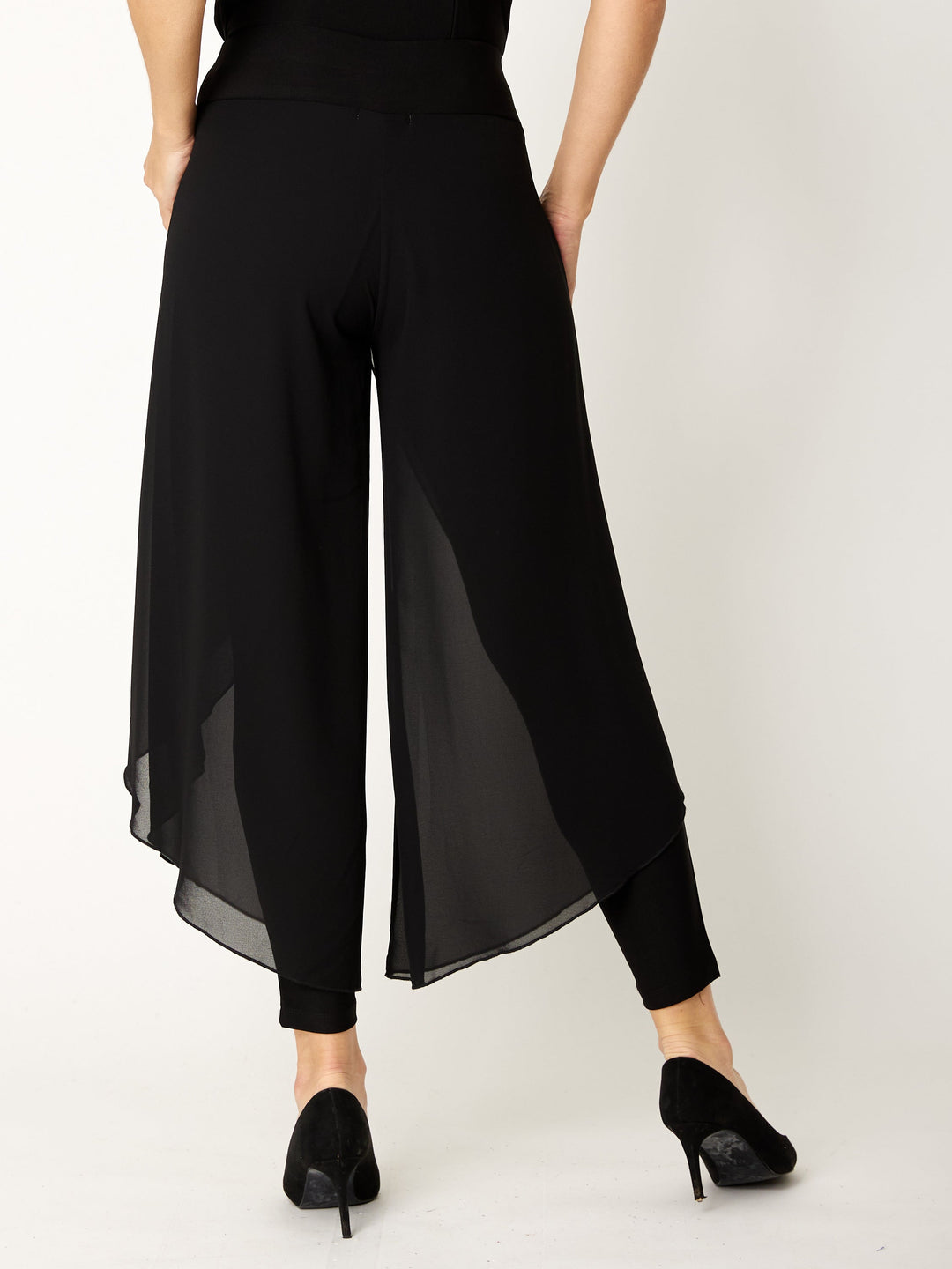 Gilliana Chiffon Overlay Pant - Black - 31360