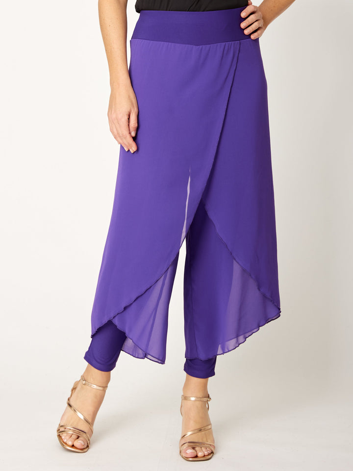 Gilliana Chiffon Overlay Pant - Purple - 31360