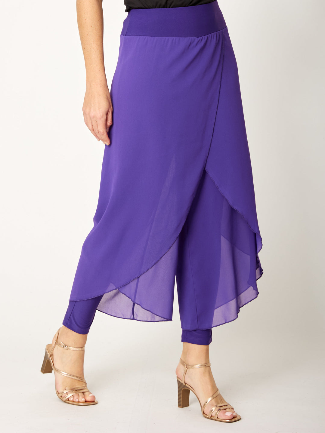 Gilliana Chiffon Overlay Pant - Purple - 31360
