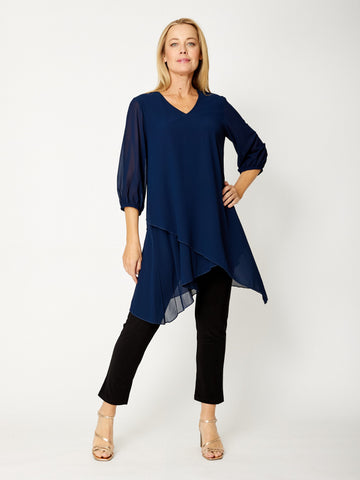 Andy Chiffon Overlay Tunic - Navy - 32081 - OPM BY CORDELIA ST MUST GO