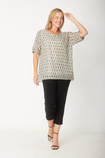 Asha Chiffon Overlay Top - Ivory/Black - 31367 - Spring/Summer