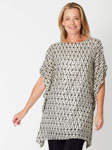 Asha Chiffon Tunic -  Ivory/Black - 31368 - Spring/Summer