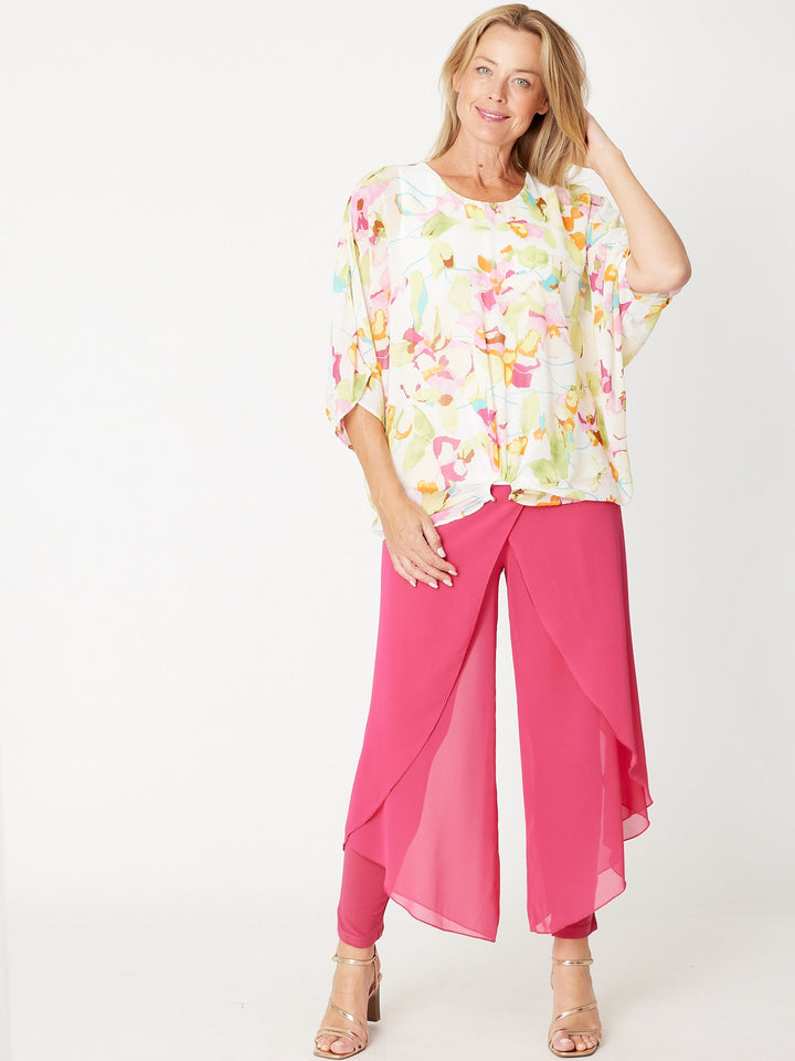 Gilliana Chiffon Overlay Pant - Fushia - 31360