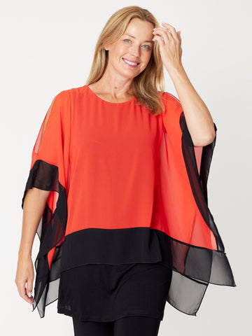 Gilliana Kimono Top - Coral Black - 31370 - SUMMER