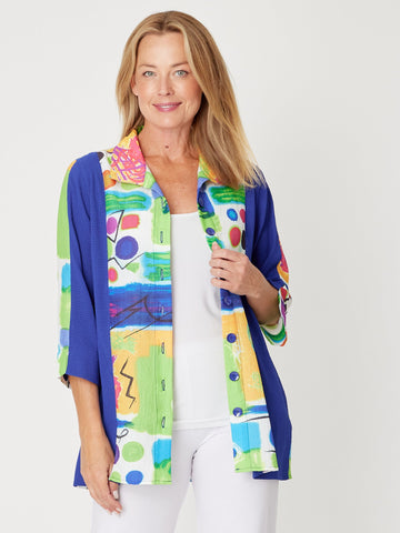 Frankie Spliced Shirt - Royal - 31387 - Clothes for Senior & Elderly Women