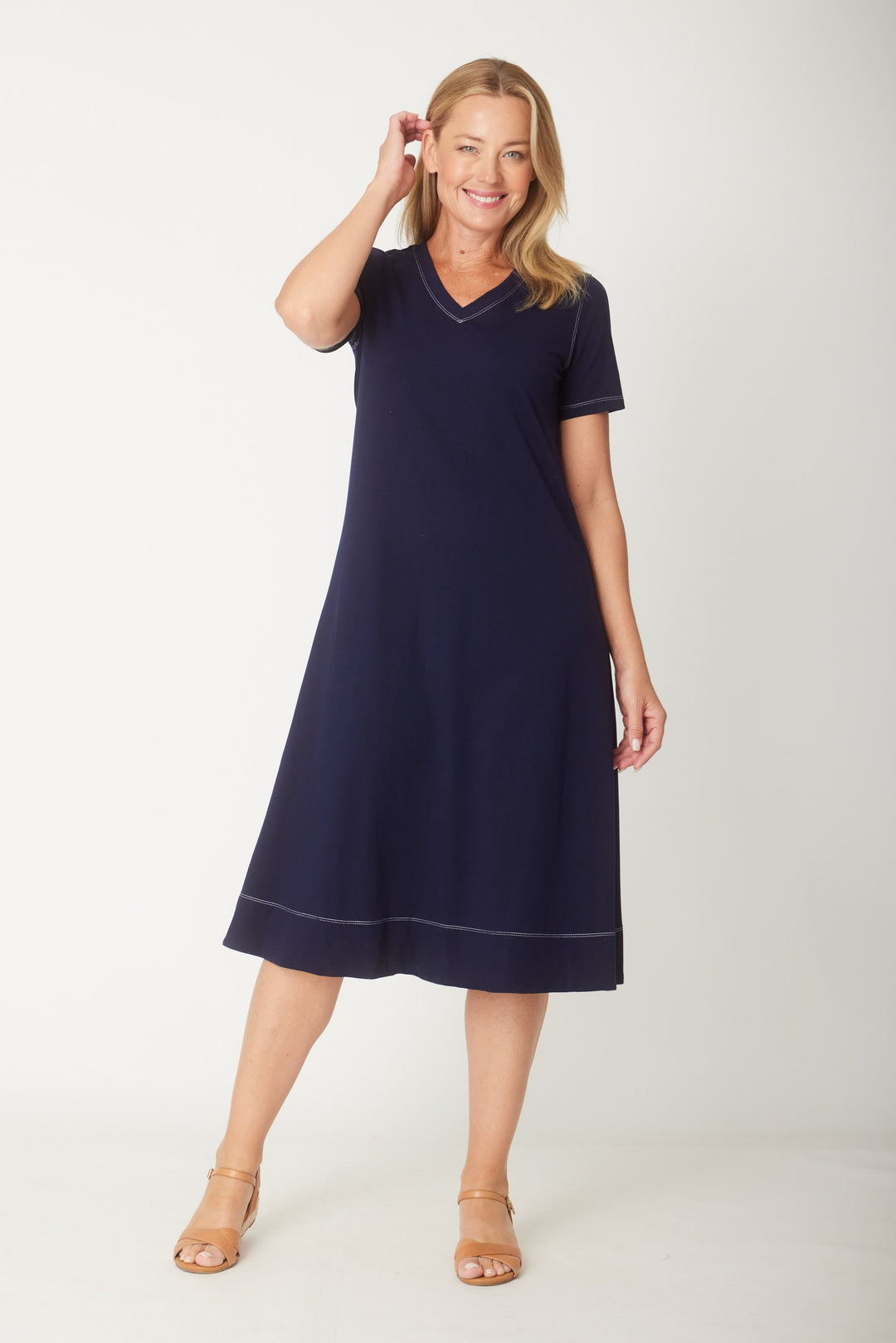 The Tee Dress - Navy/White - 31393