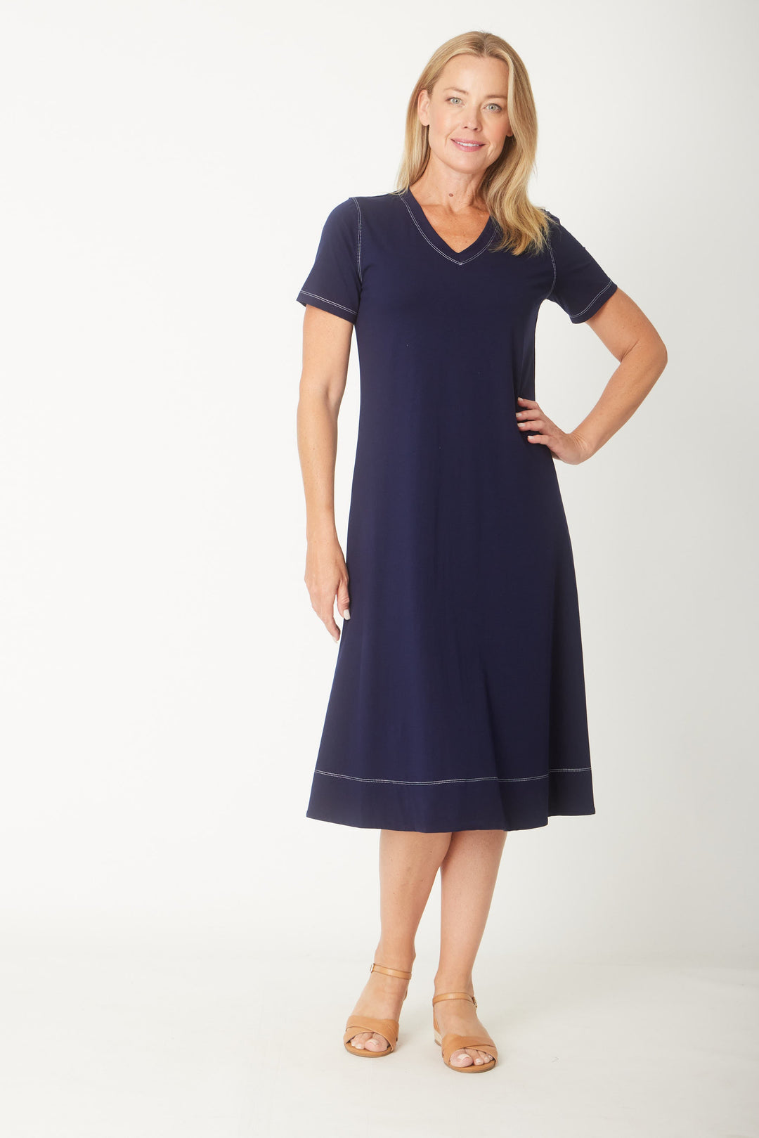 The Tee Dress - Navy/White - 31393