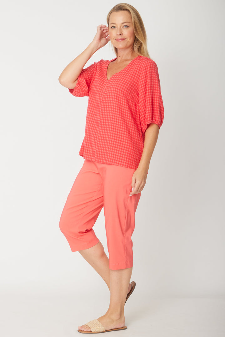 Victoria Textured Top - Coral -31405