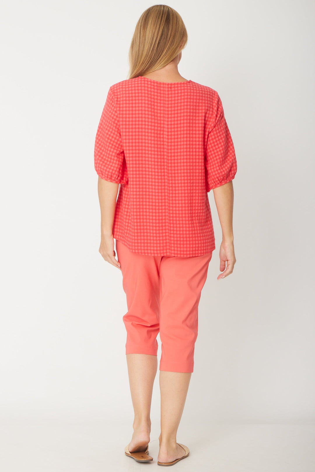 Victoria Textured Top - Coral -31405