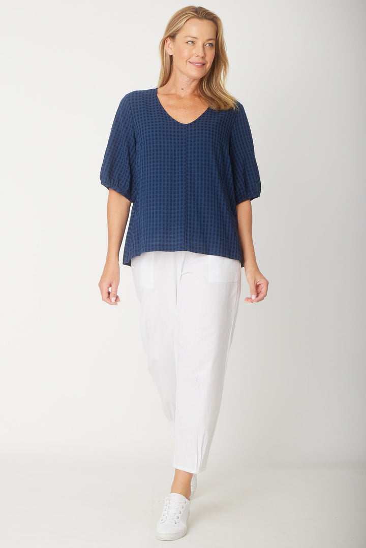 Victoria Textured Top - Blue -31405