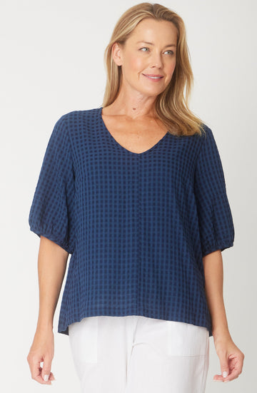 Victoria Textured Top - Blue -31405 - 
