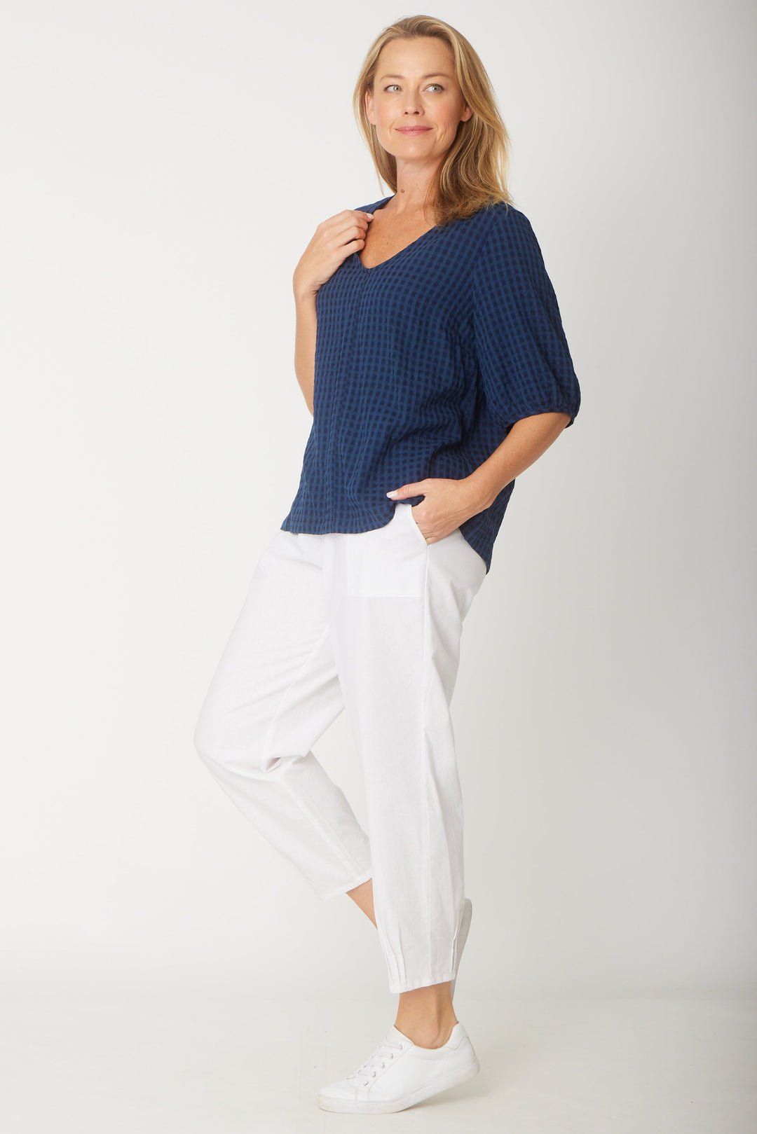 Victoria Textured Top - Blue -31405