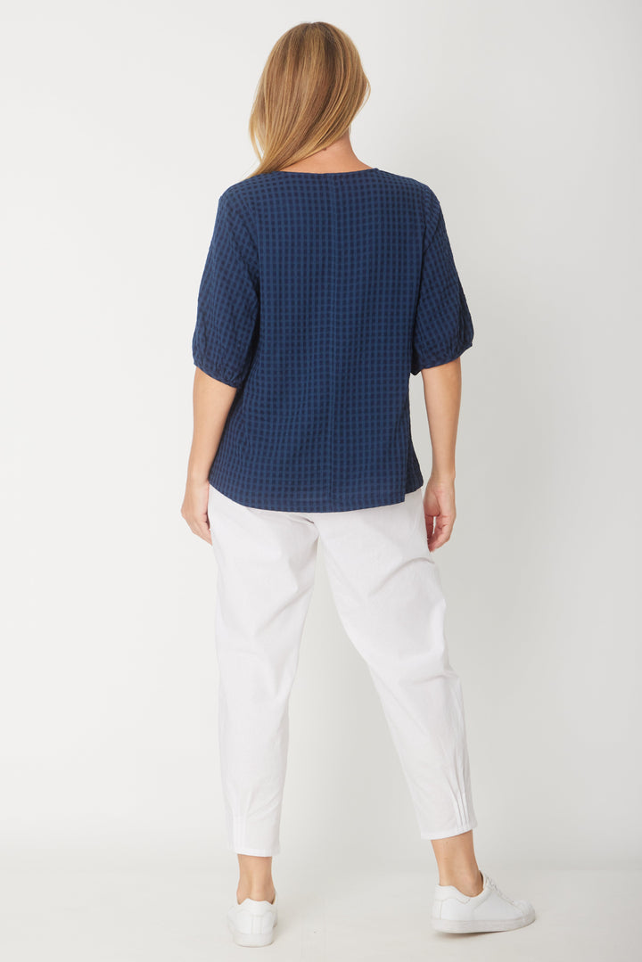 Victoria Textured Top - Blue -31405