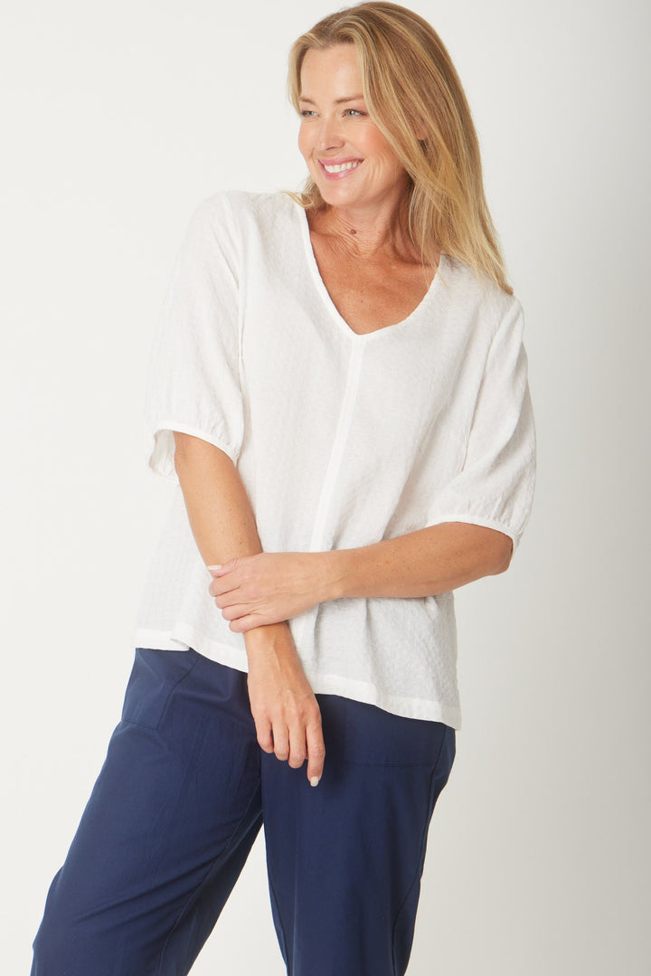 Victoria Textured Top - White -31405