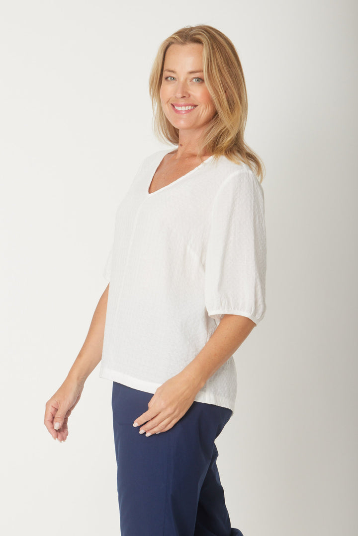 Victoria Textured Top - White -31405