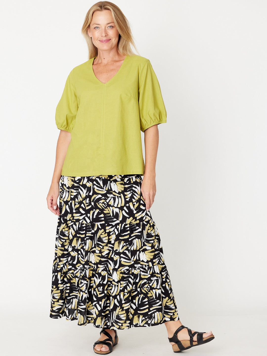 Victoria Linen/Cotton Core Top - Lime - 31409
