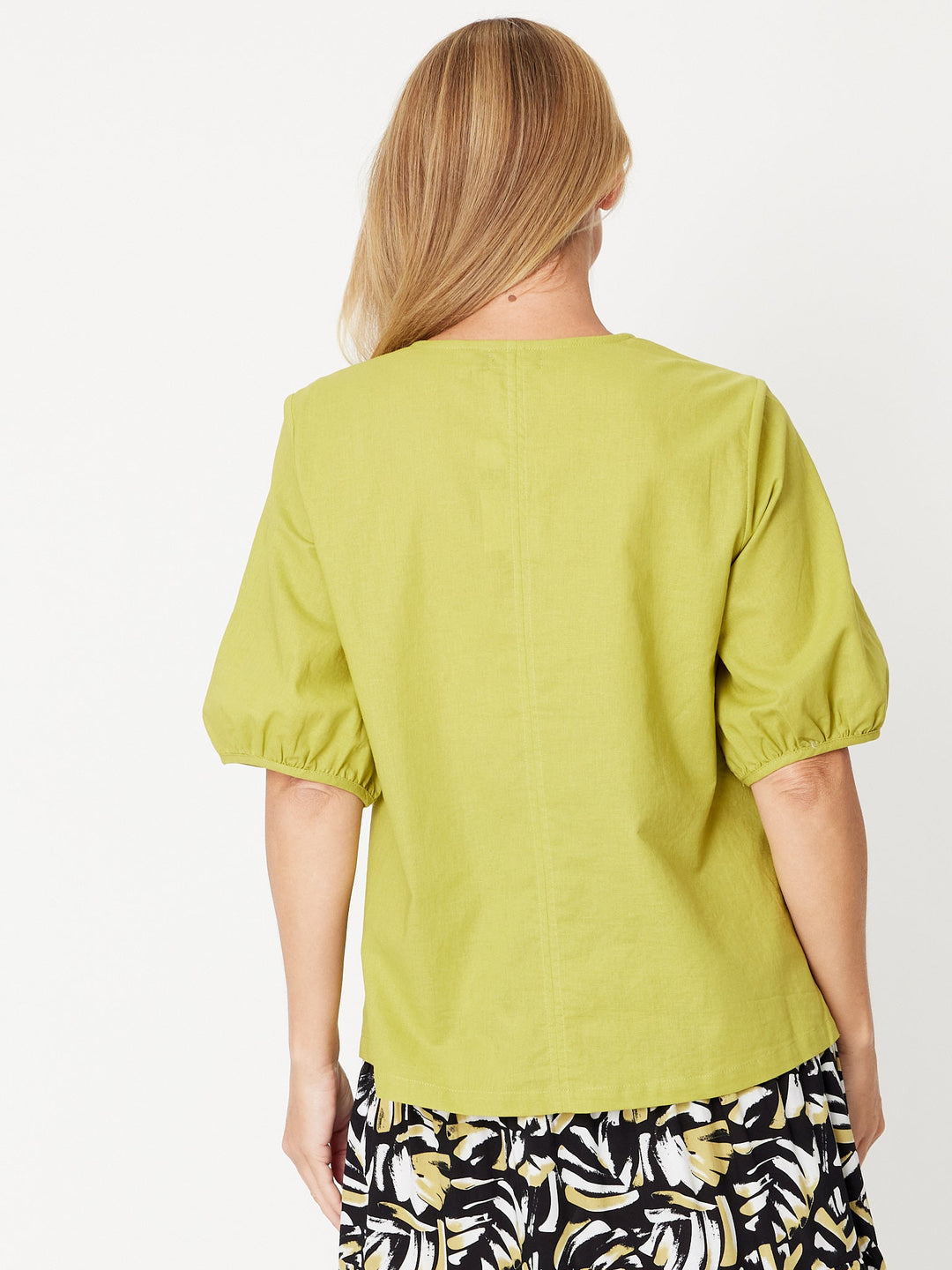 Victoria Linen/Cotton Core Top - Lime - 31409