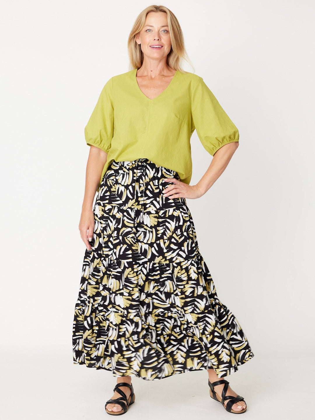 Victoria Linen/Cotton Core Top - Lime - 31409