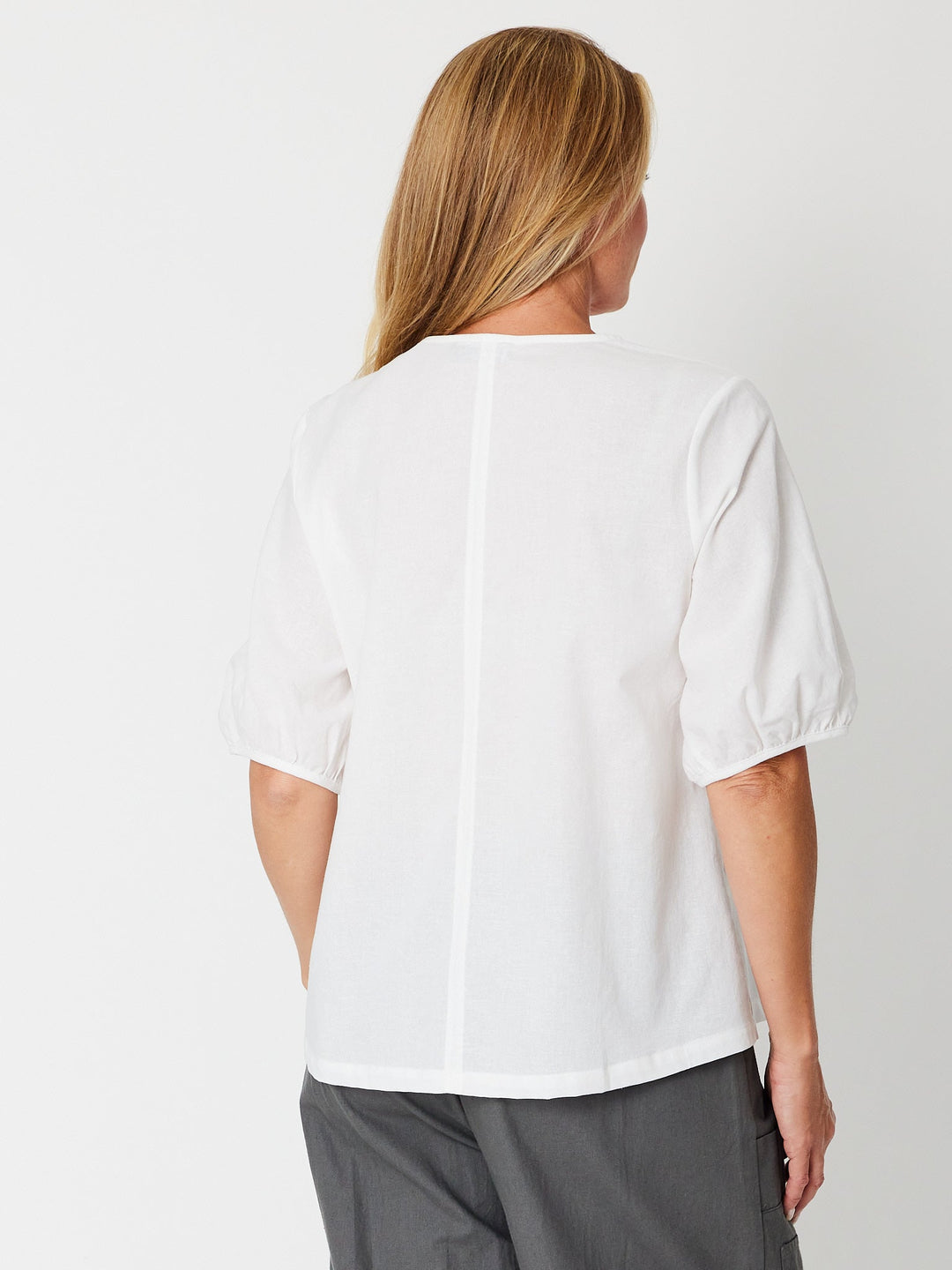 Victoria Linen/Cotton Core Top - White - 31409