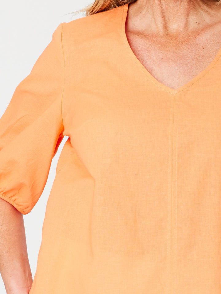 Victoria Linen/Cotton Core Top - Orange - 31409