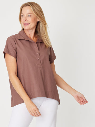 Vicky Linen Top - Mocha - 31414 - 