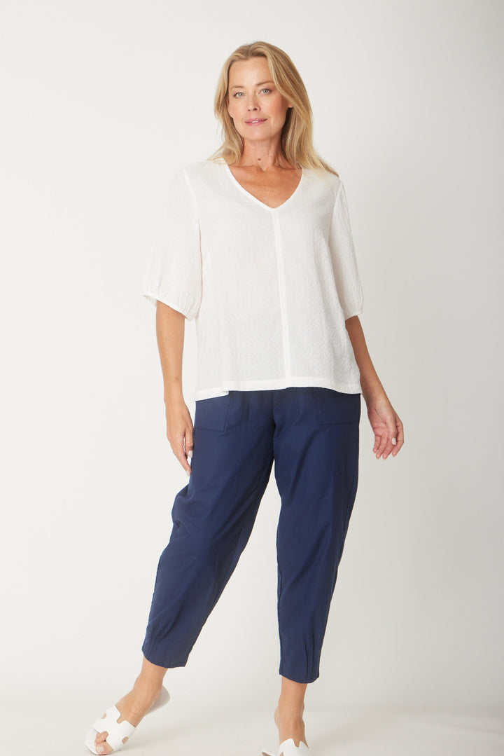 Victoria Textured Top - White -31405