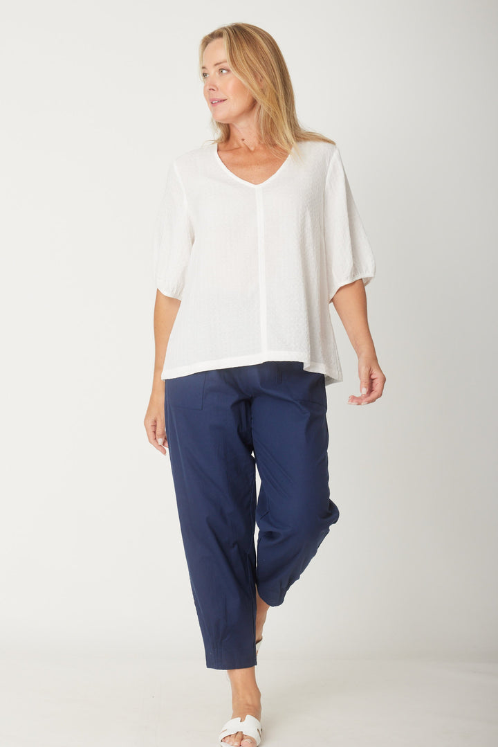 Victoria Textured Top - White -31405