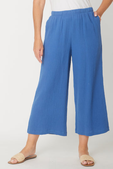Bonded Muslin/Cheesecloth Pant -  Blue - 31431 - Cordelia St