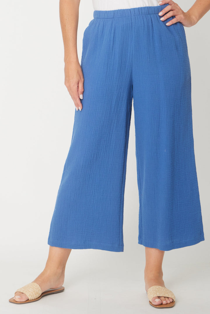Bonded Muslin/Cheesecloth Pant -  Blue - 31431
