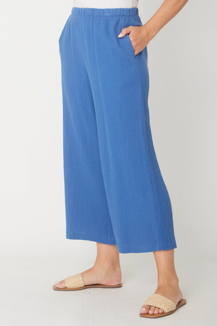 Bonded Muslin/Cheesecloth Pant -  Blue - 31431