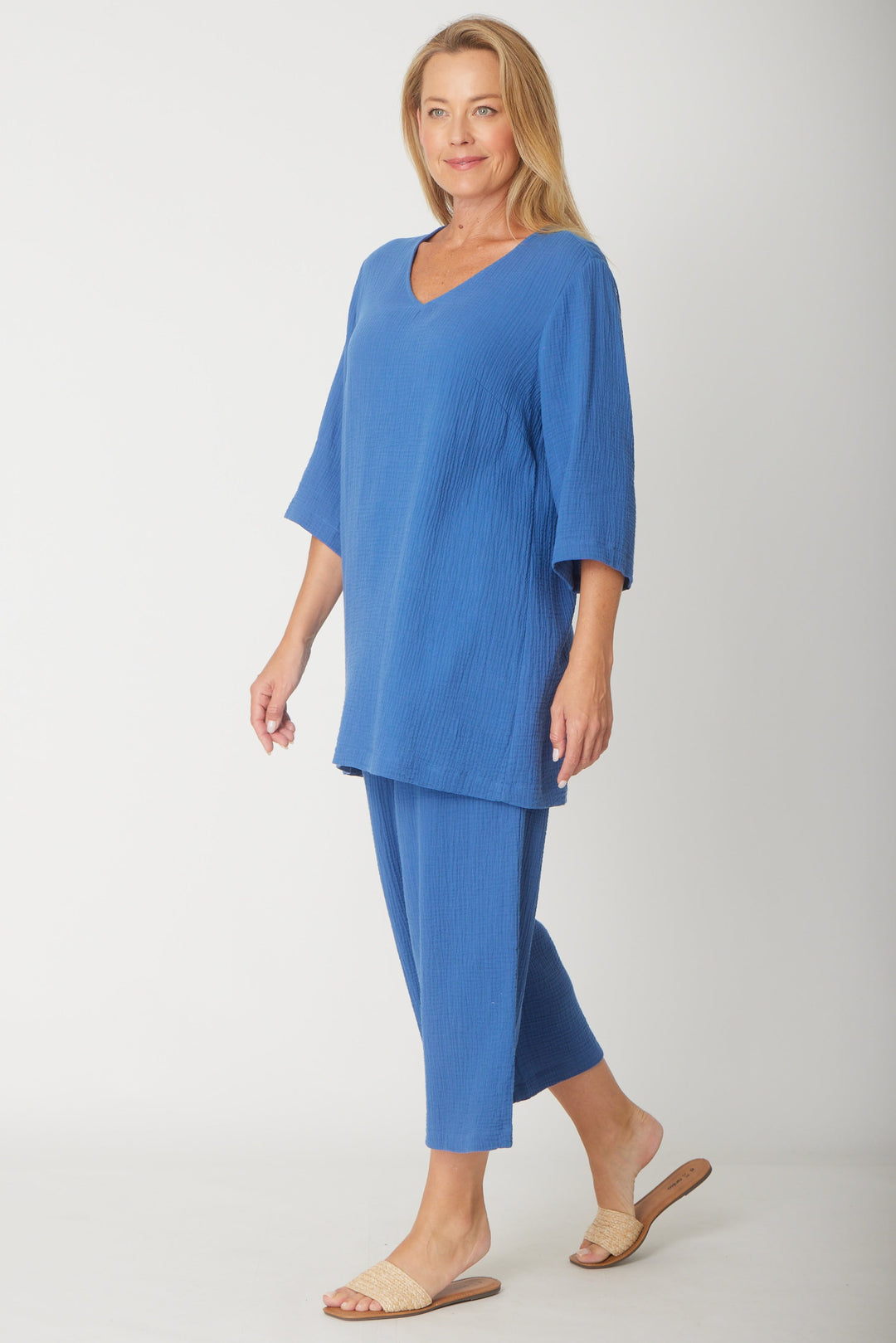 Bonded Muslin/Cheescloth Tunic - Blue - 31432