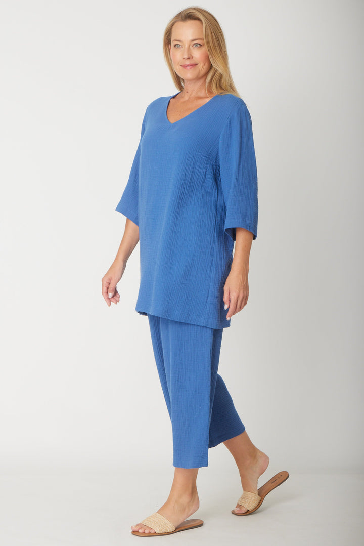 Bonded Muslin/Cheescloth Tunic - Blue - 31432