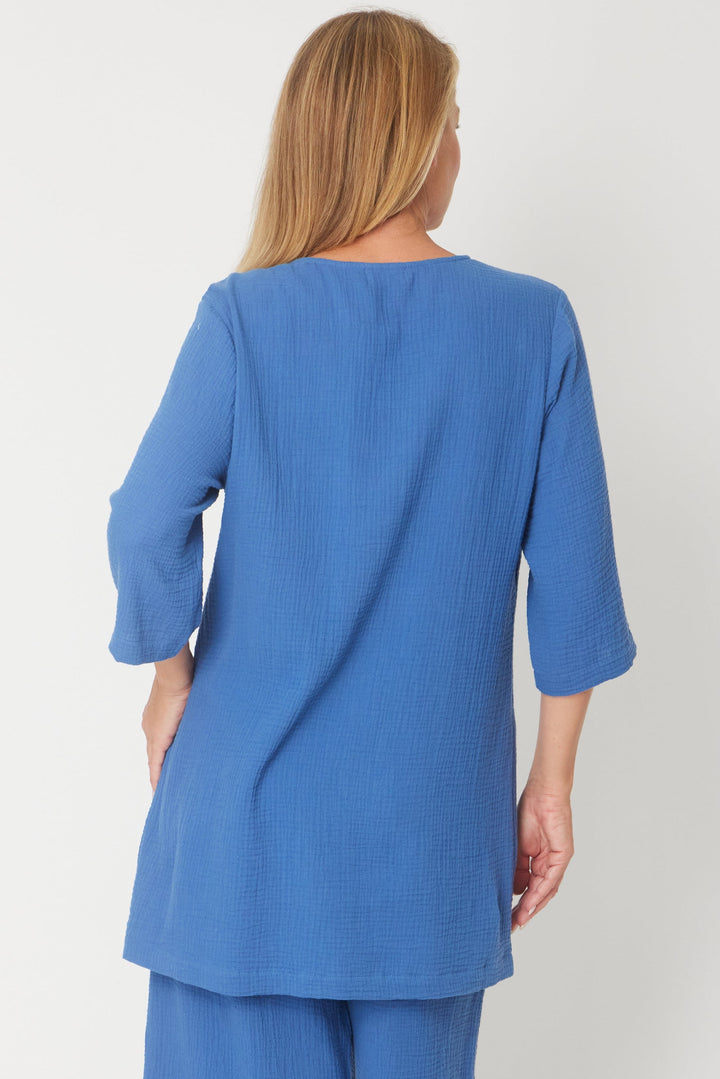 Bonded Muslin/Cheescloth Tunic - Blue - 31432