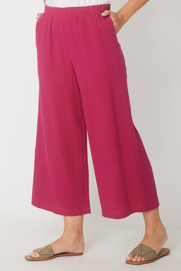 Bonded Muslin/Cheesecloth Pant -  Raspberry - 31431 - Cordelia St