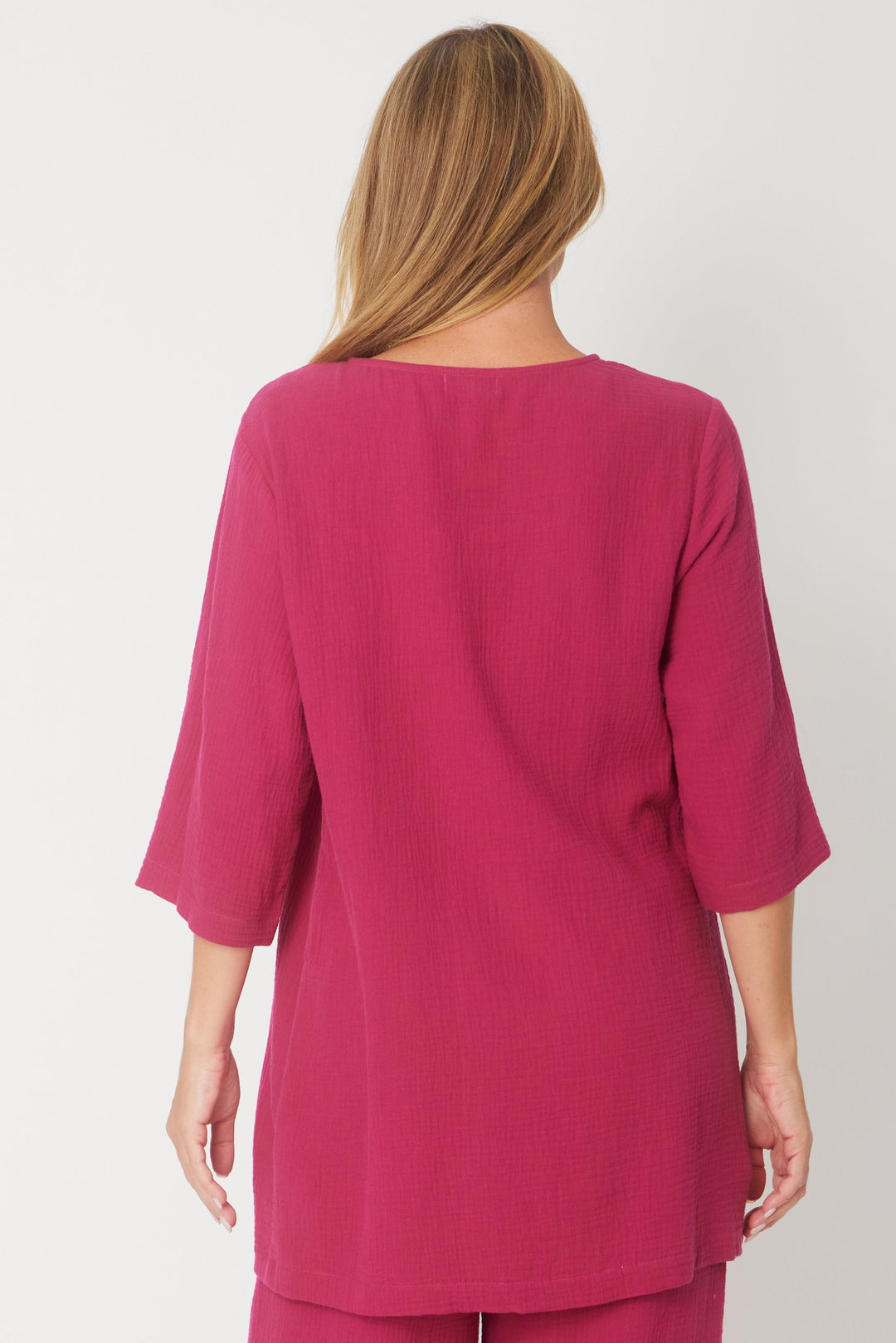 Bonded Muslin/Cheescloth Tunic - Raspberry - 31432