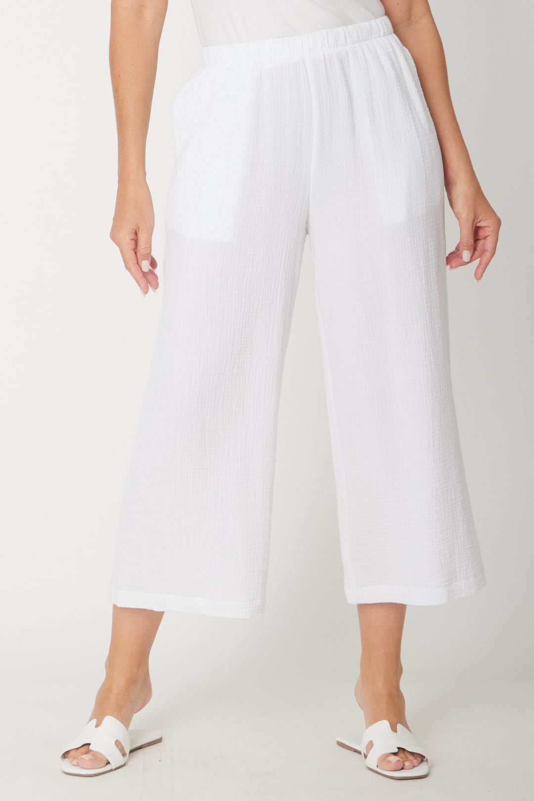 Bonded Muslin/Cheesecloth Pant -  White - 31431